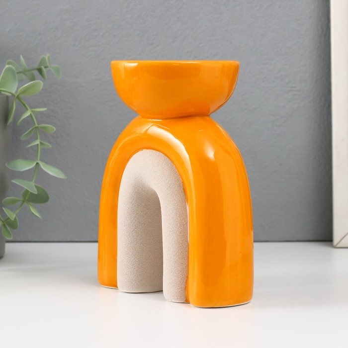 Подсвечник керамика на 1 свечу Подсвечник керамика на 1 свечу "Медуза" песочно-оранжевый 11,7х8х15 см