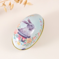 Шкатулка металл яйцо "Пасхальный зайка в горшке" 7х6,5х11 см Шкатулка металл яйцо "Пасхальный зайка в горшке" 7х6,5х11 см