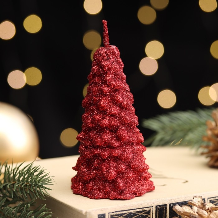 Свеча новогодняя "Ёлка" 10х5см, красная