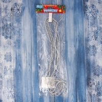 Бусы на ёлку 2 м d-4 мм "Бусинки" серебро