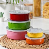 Набор салатников из нержавеющей стали &laquo;Радуга&raquo;, 5 шт: d=18/16/14/12/10 см, с крышками, МИКС