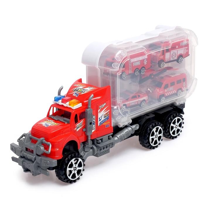 Грузовик инерционный «Пожарная служба», с техникой, МИКС Грузовик инерционный «Пожарная служба», с техникой, МИКС