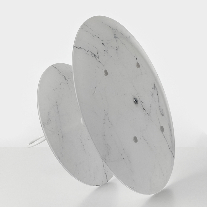 Этажерка-фруктовница стеклянная Доляна &laquo;Мрамор&raquo;, d=21 см, d=30 см, 2 яруса, цвет белый