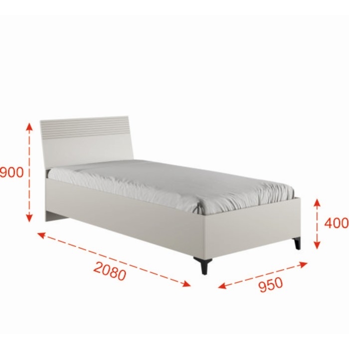 Кровать одноместная с основанием 900 Ника, 950х2080х900, Кашемир/Дуб/Бежевый МДФ