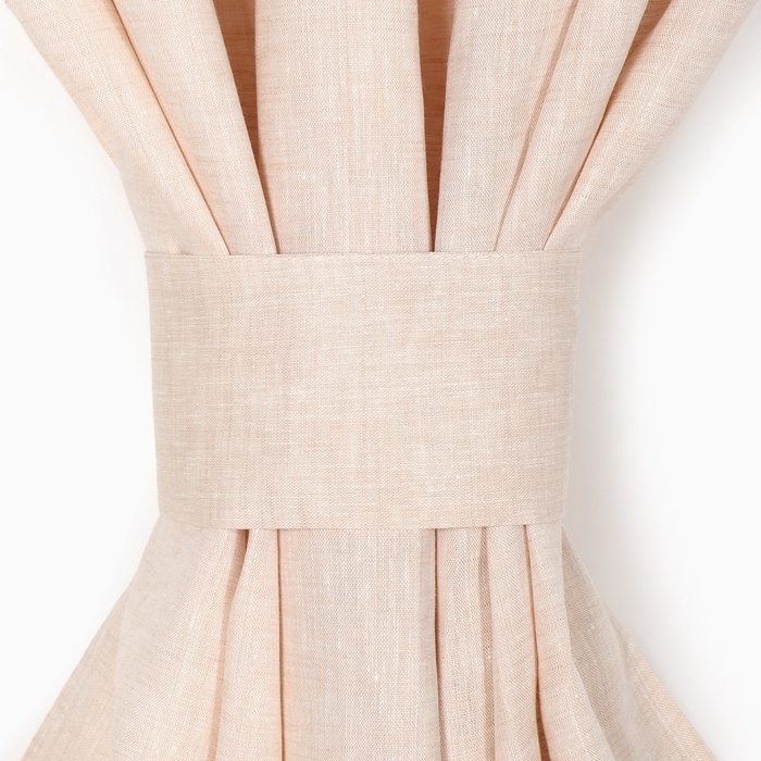 Комплект штор для кухни Этель "Magnifica" 140х180 см-2 шт, подхваты 2 шт, лен 100%,180гр/м2