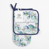 Набор Кухонный &laquo;Flower mood&raquo;, варежка-прихватка 20х28см, прихватка 19х19см, 100% хл