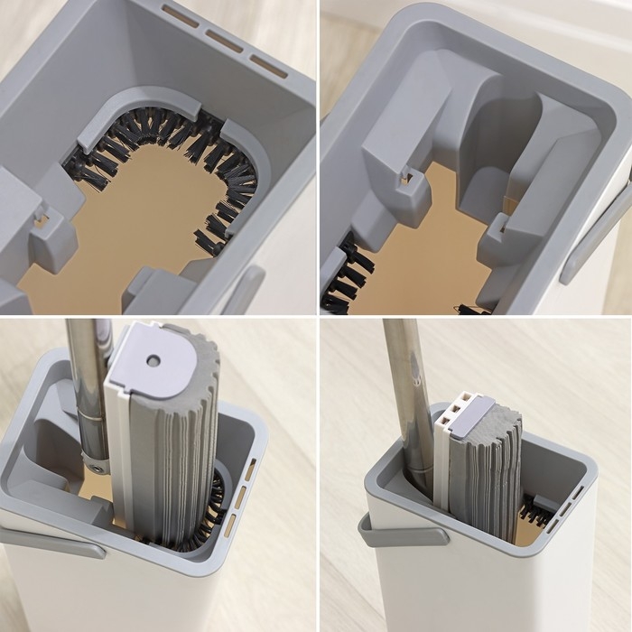 Швабра с отжимом и ведром Raccoon &laquo;Компакт&raquo;: ведро 17&times;12,5&times;34 см, 5,5 л, швабра с насадкой ПВА 28&times;4,5&times;121 см