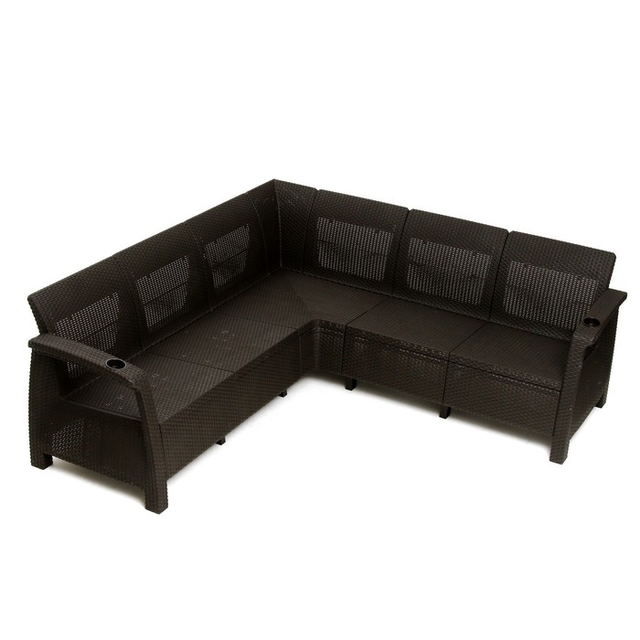 Набор садовой мебели: диван угловой и стол, мокко Набор садовой мебели: диван угловой и стол, мокко