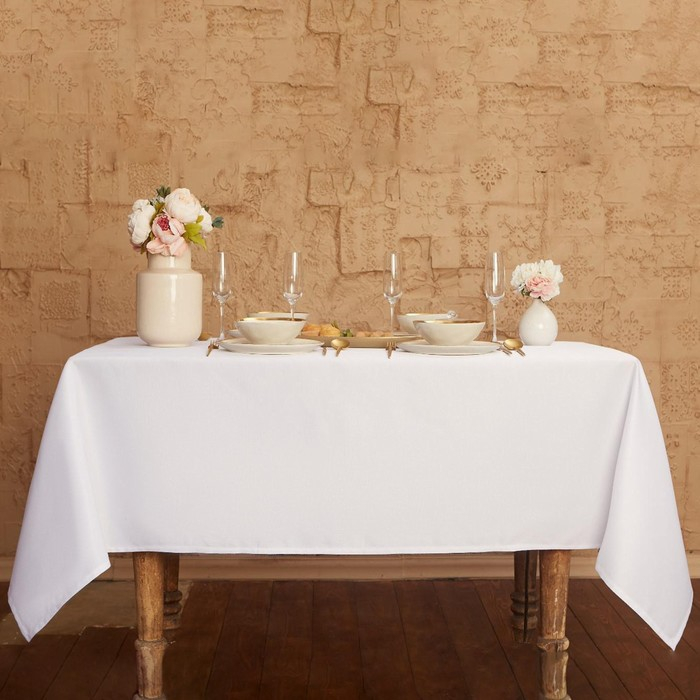 Скатерть "Этель" Cozy 150*250 +/-3см, цв.белый, пл. 192 г/м2, хл с ВГМО