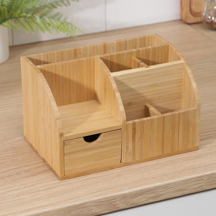 Подставка для специй и столовых приборов, 22,8×15×13,8 см, бамбук Подставка для специй и столовых приборов, 22,8×15×13,8 см, бамбук