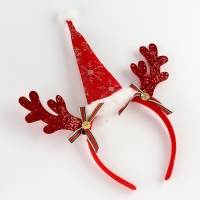 Карнавальный ободок новогодниий для волос детский &laquo;Колпак с рожками&raquo;, красный