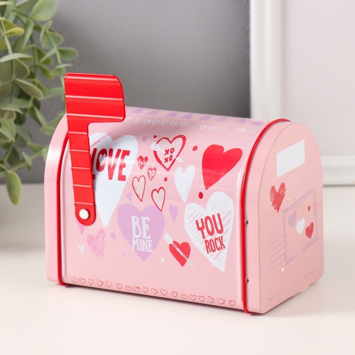 Шкатулка металл почтовый ящик Шкатулка металл почтовый ящик "Романтика" розовая 13,3х8х9,5 см