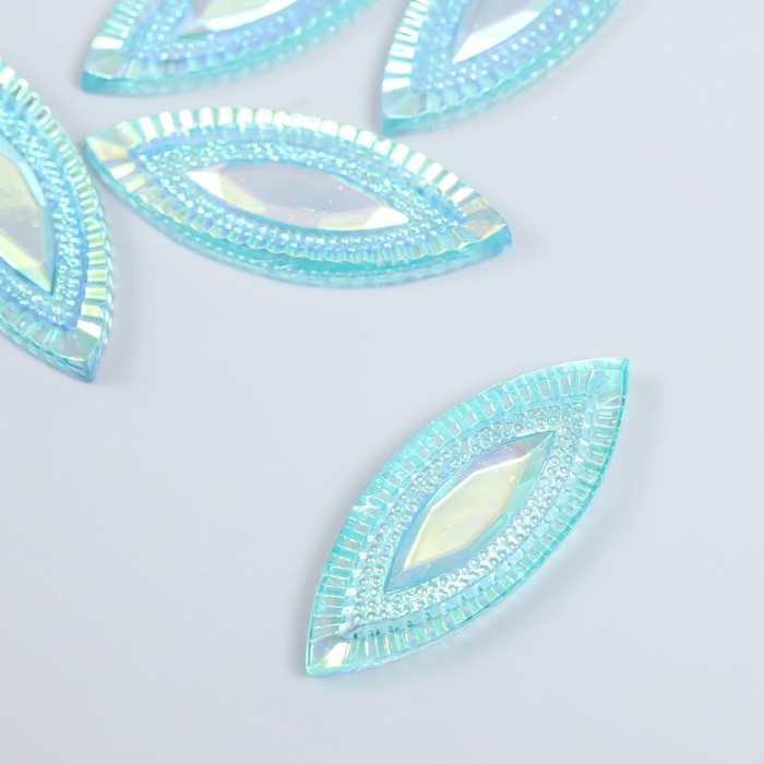 Декор для творчества пластик  "Глаз" голография голубой набор 6 шт 2х5 см