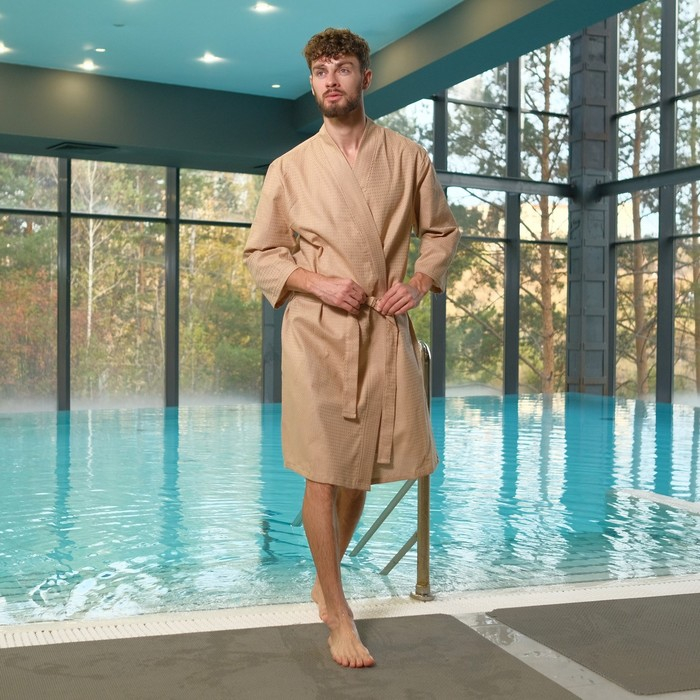 Халат вафельный мужской &laquo;Экономь и Я&raquo; размер 46-48