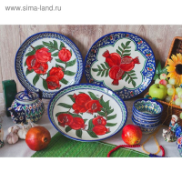 Ляган круглый &laquo;Гранат&raquo;, 31 см, синяя кайма