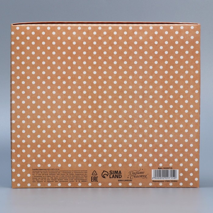 Коробка подарочная, упаковка, &laquo;Горошек&raquo; , 23.5 х 20.5 х 5.5 см