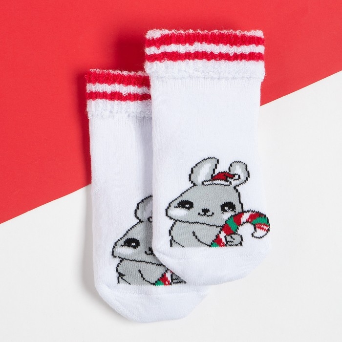 Носки новогодние детские Крошка Я «Зайчик», цвет белый, 12-14 см Носки новогодние детские Крошка Я «Зайчик», цвет белый, 12-14 см