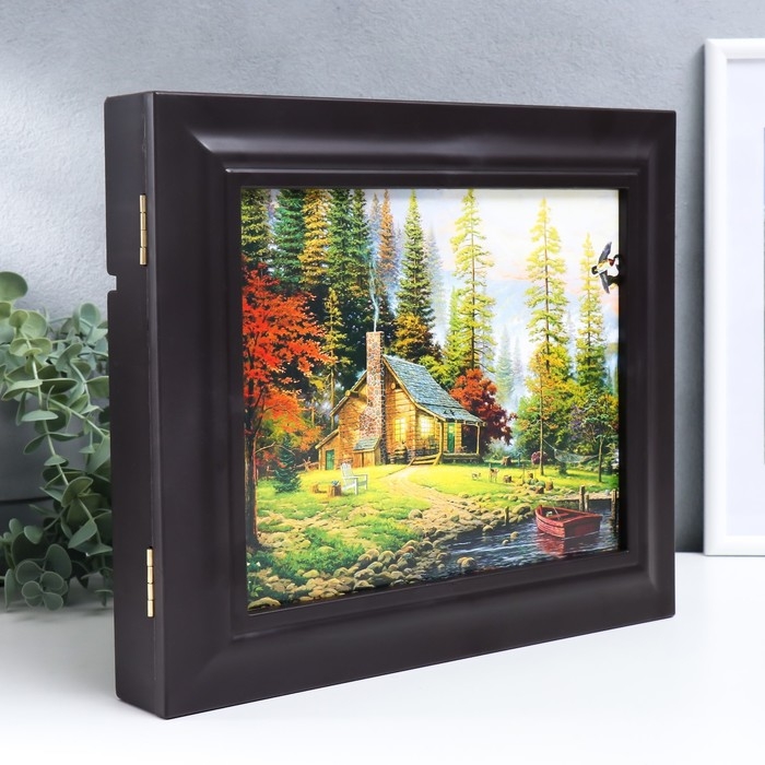 Ключница "Утки у лесного домика" Венге 26,5х31,5х4,5 см МИКС
