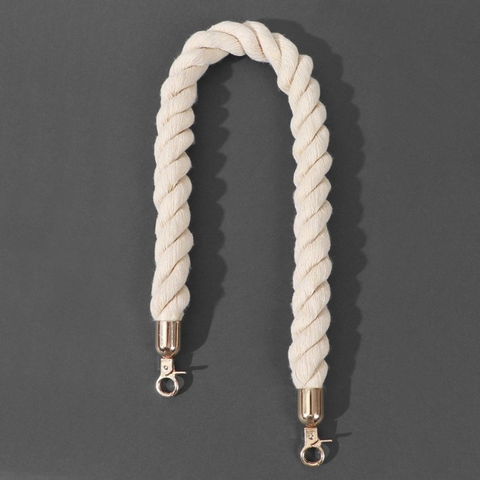 Ручка для сумки, канат, 60 &times; 1,5 см, с карабинами, цвет кремовый/золотой