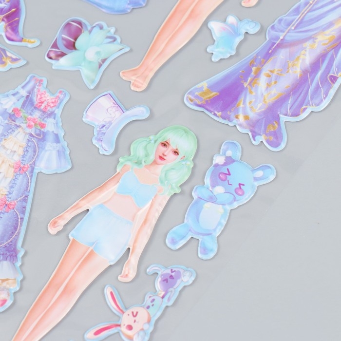 Наклейка пластик 2 листа "Наряды для принцессы" МИКС 23,8х26,6 см