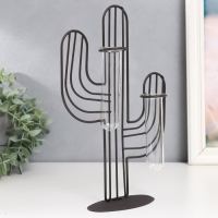 Декор металл, стекло "Кактус" чёрный 19х5,5х27 см