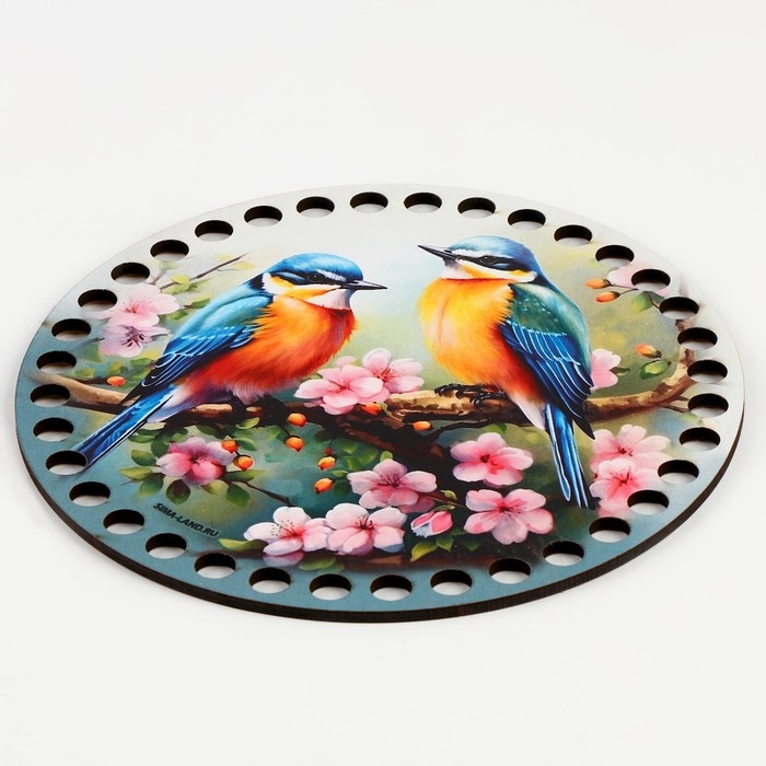 Донышки для вязания 2 в 1 &laquo;Птички на яблоне&raquo;, круг 15 см, хдф 3 мм