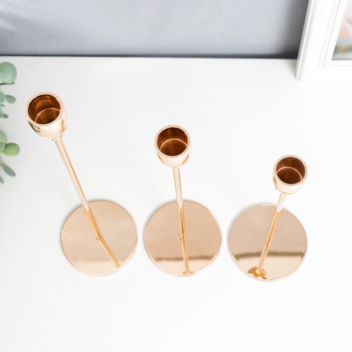 Подсвечник металл Подсвечник металл "Классика" набор 3 шт медь высота 22; 28; 32 см 32х8х8 см