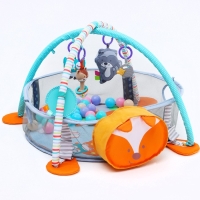 Развивающий коврик 3 в 1 &laquo;Лиса&raquo;, 68х68 см, 30 цветных шариков, 5 игрушек, Крошка Я