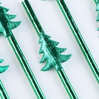 Новый год! Трубочки для коктейля &laquo;Ёлочки&raquo;, в наборе 6 штук