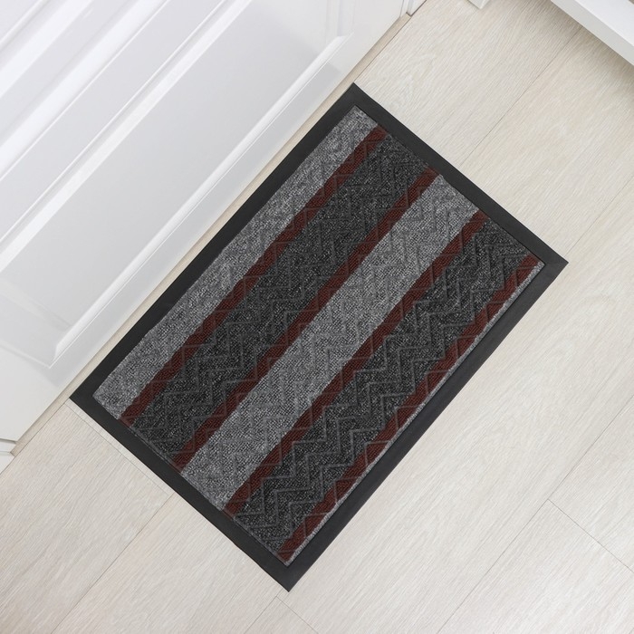 Коврик придверный влаговпитывающий Доляна, с окантовкой, 40&times;59 см, цвет серый