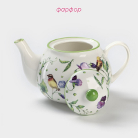 Чайник фарфоровый заварочный Доляна «Зелёный сад», 900 мл Чайник фарфоровый заварочный Доляна «Зелёный сад», 900 мл