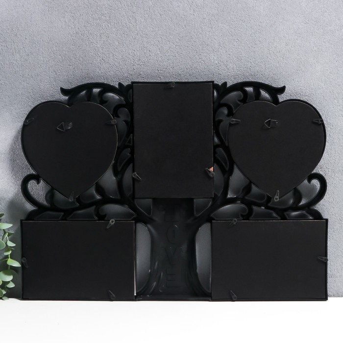 Фоторамка пластик на 5 фото 10х15 см, 12х12 см Фоторамка пластик на 5 фото 10х15 см, 12х12 см "Дерево жизни" чёрная 43х30,5 см