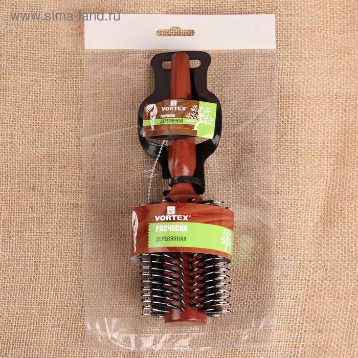 Брашинг, натуральная щетина, d = 7 см, цвет &laquo;тёмное дерево&raquo;