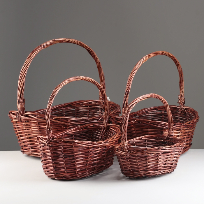 Набор корзин из 4 шт, 48х37/42 см; 39х34/37 см; 34х24/31 см; 29х18/27 см, ива