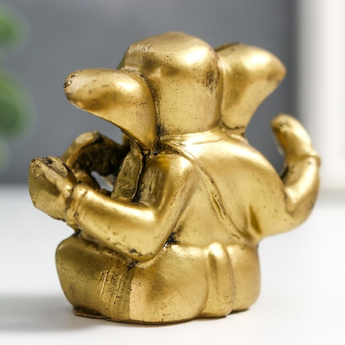 Нэцке полистоун под бронзу "Ганеша" (бог мудрости, символ удачи в бизнесе) 4,8х3х6 см