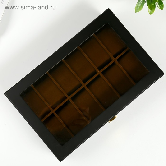 Шкатулка дерево под часы 12 отделений Шкатулка дерево под часы 12 отделений "Чёрная матовая" 8,3х31х20 см