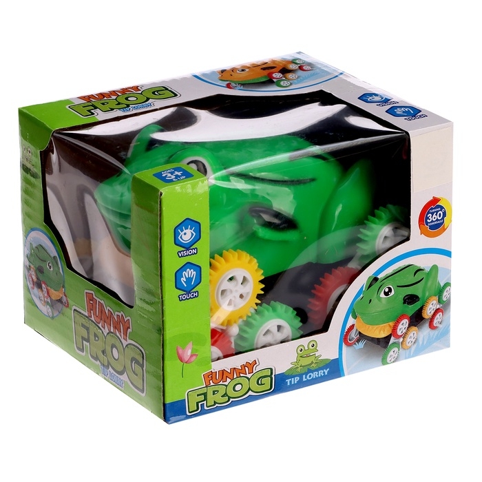 Машинка-перевёртыш &laquo;Лягушка&raquo;, работает от батареек, цвет зеленый