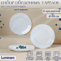 Набор обеденных тарелок Luminarc EVERYDAY, d=24 см, стеклокерамика, 6 шт, цвет белый Набор обеденных тарелок Luminarc EVERYDAY, d=24 см, стеклокерамика, 6 шт, цвет белый