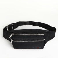 Поясная сумка на молнии, 2 наружных кармана, цвет чёрный Поясная сумка на молнии, 2 наружных кармана, цвет чёрный