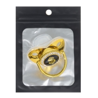 Соска - пустышка силиконовая ортодонтическая &laquo;Доллар&raquo;, от 12 мес., с колпачком, цвет золотой/черный, стразы