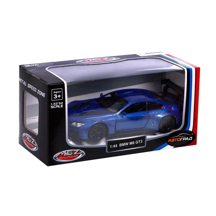Машина металлическая BMW M6 GT3, 1:44, инерция, открываются двери, цвет синий Машина металлическая BMW M6 GT3, 1:44, инерция, открываются двери, цвет синий