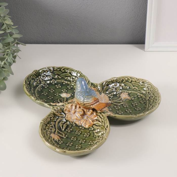 Сувенир керамика подставка "Птичка в цветах. Узоры" 26х26х8,5 см