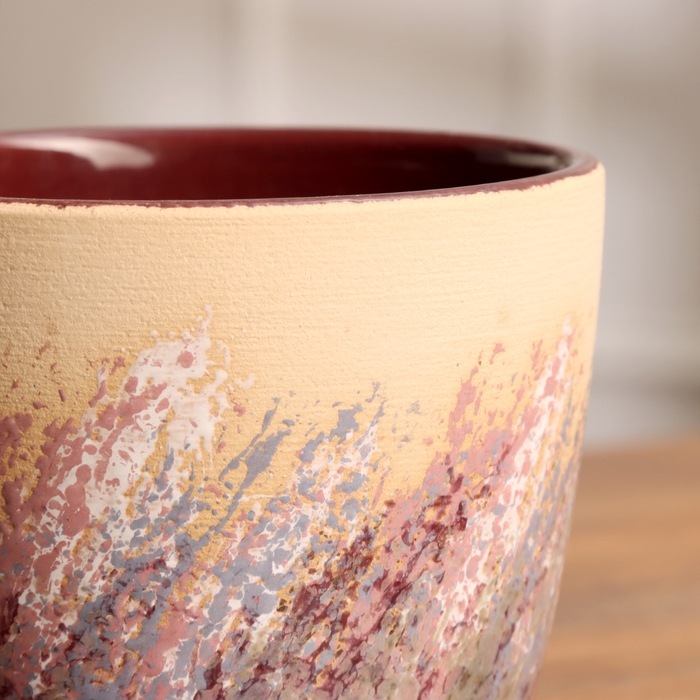 Горшок цветочный Живопись бежевый крокус №1, 0,7 л, d - 11,7 см