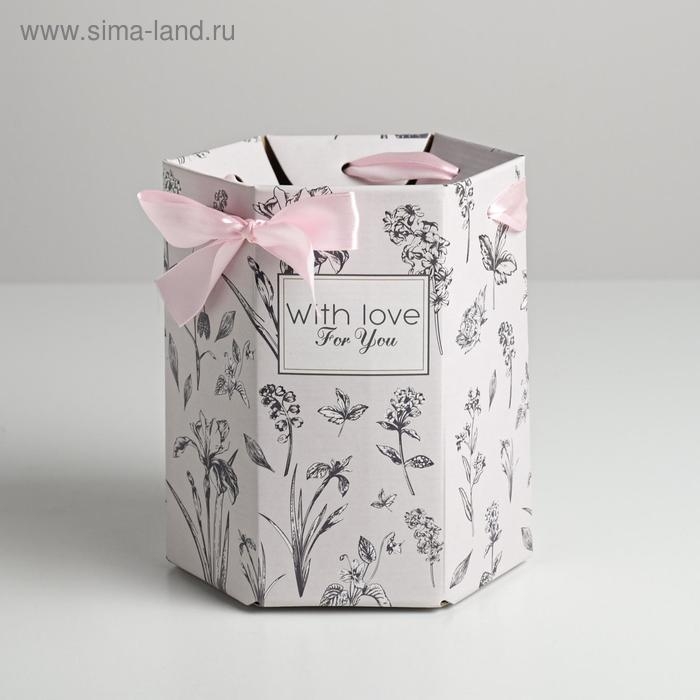 Переноска для цветов складная шестигранник «With love for you», 17 х 14,8 х 19,5 см Переноска для цветов складная шестигранник «With love for you», 17 х 14,8 х 19,5 см