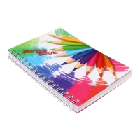 Скетчбук А5, 80 листов на гребне по длинной стороне "Цвета", твёрдая обложка, блок 100 г/м&sup2;