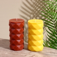 Свеча "Столб ромбики" 6х6х12 см, соевый воск, микс Свеча "Столб ромбики" 6х6х12 см, соевый воск, микс