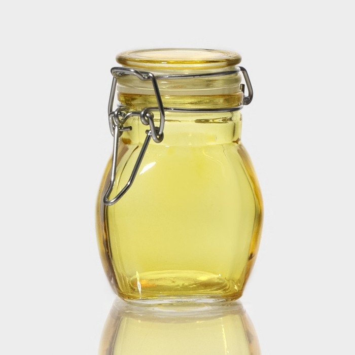 Банка стеклянная для хранения сыпучих продуктов &laquo;Овал&raquo;, 100 мл, 6&times;8,5 см, с бугельным замком, цвет МИКС