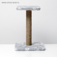 Когтеточка "Полка" с подставкой, 30 х 30 х 40 см, джут, серая с лапками Когтеточка "Полка" с подставкой, 30 х 30 х 40 см, джут, серая с лапками