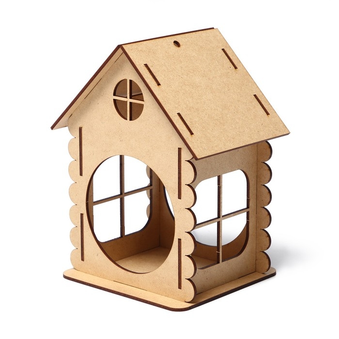 Кормушка-конструктор из ХДФ для птиц &laquo;Изба бревенчатая&raquo;, 20 &times; 17 &times; 16 см, Greengo
