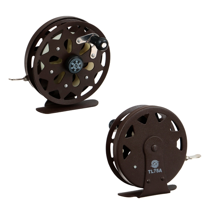 Катушка инерционная, металл, 2 подшипника, диаметр 7.5 см, цвет тёмно-коричневый, TL75A